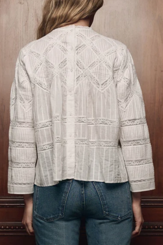 The Lattice Lace Victorian Top | White
