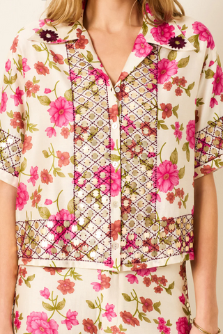 Stevie Camellia Coin Shirt | White Camellia