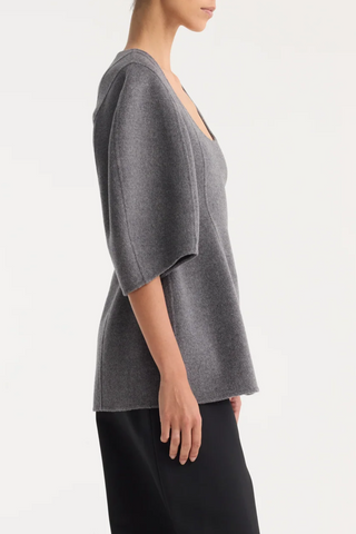 Sculptural Double-Faced Top | Mid Grey Melange