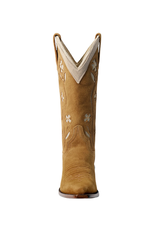 The Suede Cowboy Boot | Tan Floral