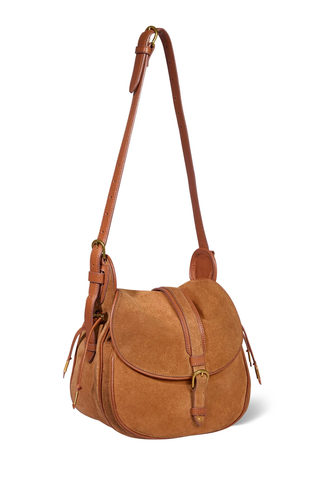 Gildas Shoulder Bag | Caramel Split Suede