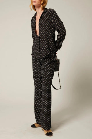Silk Easy Pants | Black Polka Dot