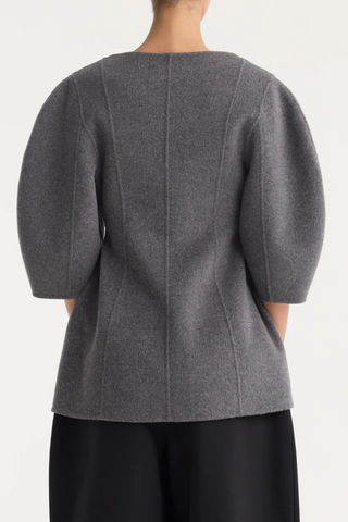 Sculptural Double-Faced Top | Mid Grey Melange