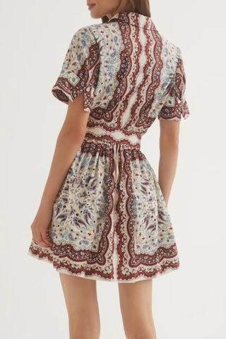 Malena Mini Dress | Paisley Scarf Ivory