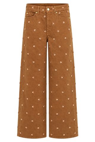 The Willow Wide Leg Jean | Embellished Umber