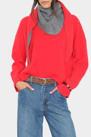 Le Petit Scarf | Pewter Gray Apple Red