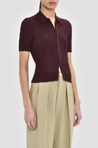 Ribbed Polo Top | Acai