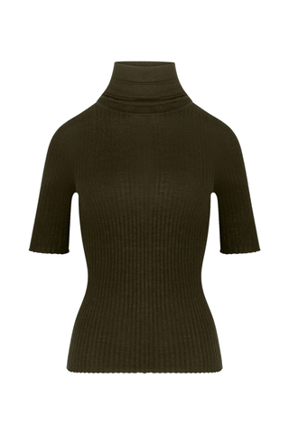 Cashmere Turtleneck Top | Olive