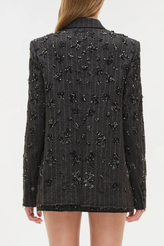 Murphy Embellished Blazer | Charcoal Stripe