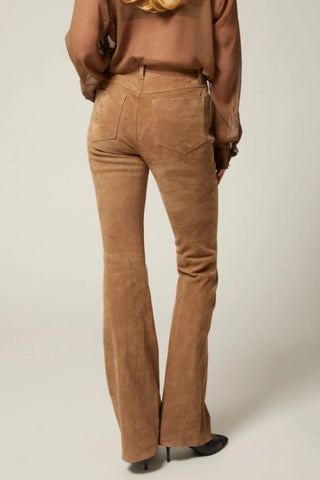 Suede 5 Pocket Micro Flare Pant | Taupe