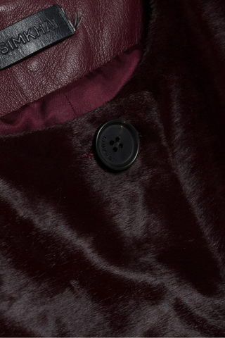 Bowie Leather Collarless Coat | Fig