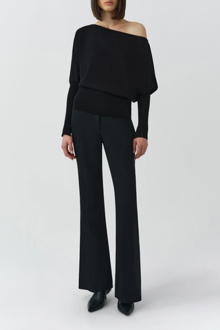 Lavina Draped Off Shoulder Sweater | Black
