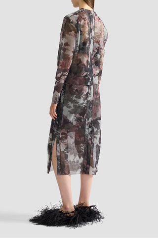 Floral Print Jacquard Cardigan | Dove Grey