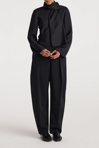 Silk Foulard Top | Black