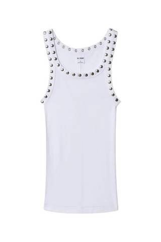 Studded Ribbed Tank | Optic White