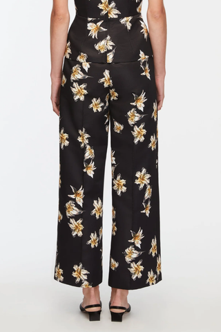 Daffy Trouser | Black & Yellow Festive Lilies