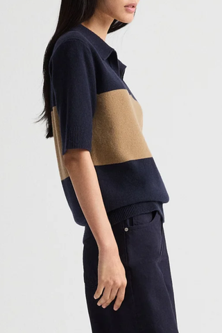 Slightly Oversized Polo | Blueberry/Ermine