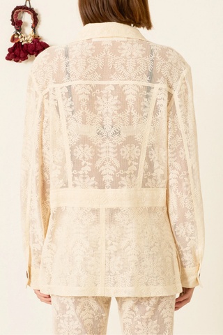 Reno Pearl Lace Lattice Jacket | Off-White