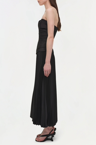 Arie Strapless Bustier Midi Dress | Black Multi