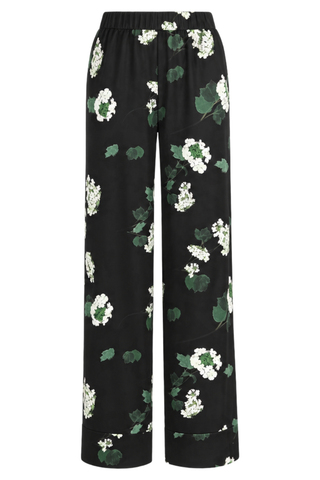 Louis Pyjama Pants | Green Hydrangeas On Black