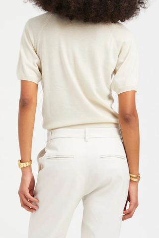 Cashmere Short Sleeve Raglan Sweater | Chalk