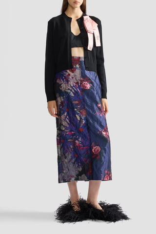 Textured Satin Pencil Skirt | Archive Patchwork Ink