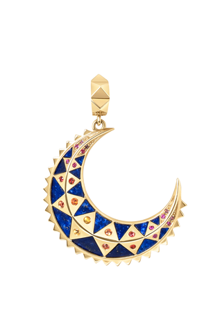 Mini Crescent Inlay Charm | Lapis