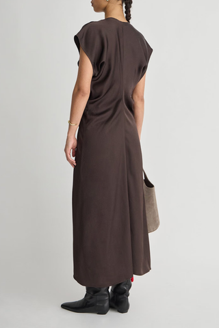 Monde Drape Bias Maxi Dress | Black Coffee