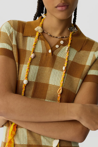 Gingham Polo Dress | Suede/Limewash