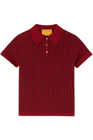 Shrunken Waffle Polo | Carmine/Burnt Cocoa