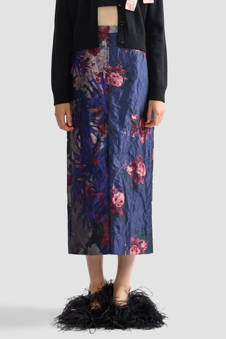 Textured Satin Pencil Skirt | Archive Patchwork Ink