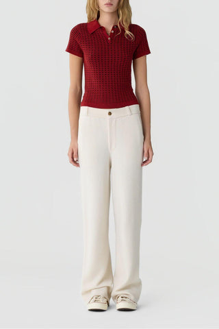 Shrunken Waffle Polo | Carmine/Burnt Cocoa