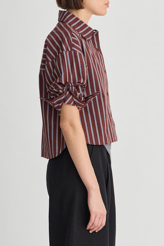 Cropped Isolde Button Down Top | Spice Multi Stripe