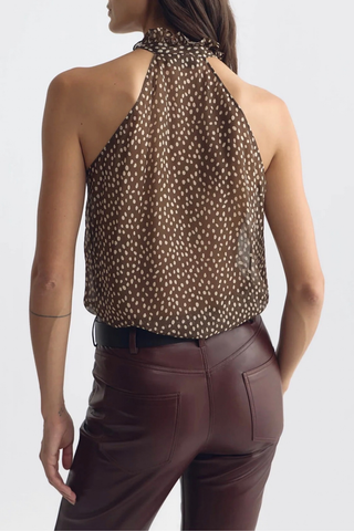 Daniella Silk Top | Brown/Cream Wild Dots