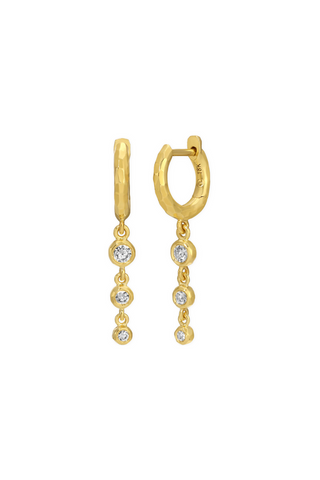 Charmed Micro Gabby Hoops With Tiered Diamond Nesting Gem Drops | Three Diamonds