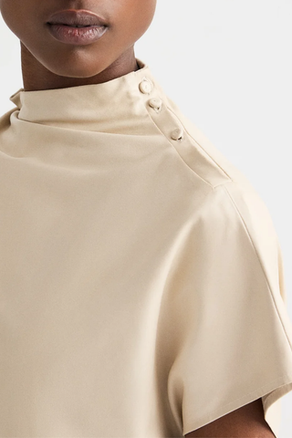 Mock Neck Tee | Creme Brulee