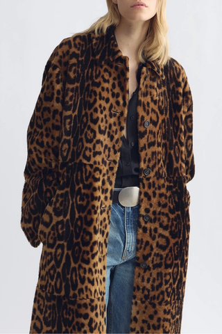 Davelle Shearling Coat | Leopard Print