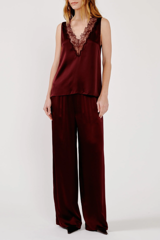 Mazzy V-Neck Lace Tank | Cabernet