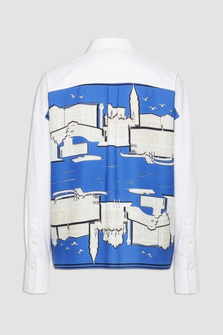 Sirene Scarf Back Shirt | White/Lagoon