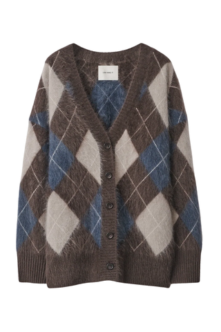 Elaria Cardigan | Wood/Night Fall/Sand/Cream Argyle Brushed