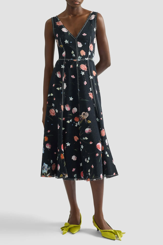 austin floral print midi dress Austin Floral Print Angel Sleeve Midi Dress Top Sale