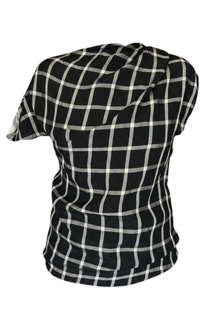 Crushed Window Check Asymmetric Top | Black
