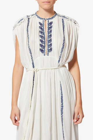 Liviane Dress | Ecru / Blue