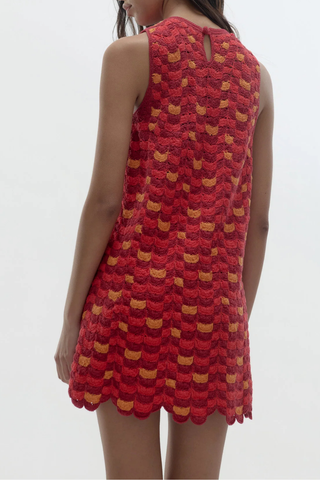 Solana Intarsia Mini Dress | Red/Orange