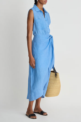 Tamar Sleeveless Wrap Maxi Dress | Marina Blue