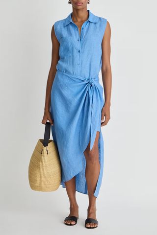 Tamar Sleeveless Wrap Maxi Dress | Marina Blue