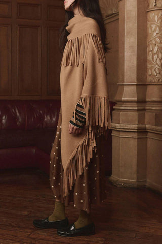 The Big Sweater Fringe Scarf | Camel