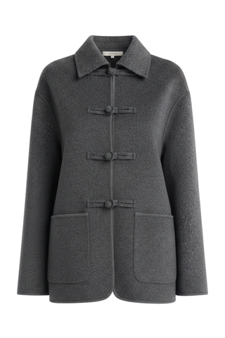 Double-Faced Wool Pankou Closure Jacket | Dark Grey Melange