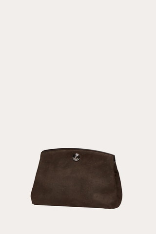 Pushlock Pouch | Dark Brown Ostrich