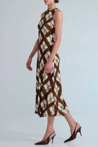 Crystal Midi Dress | Painted Plaid Brown